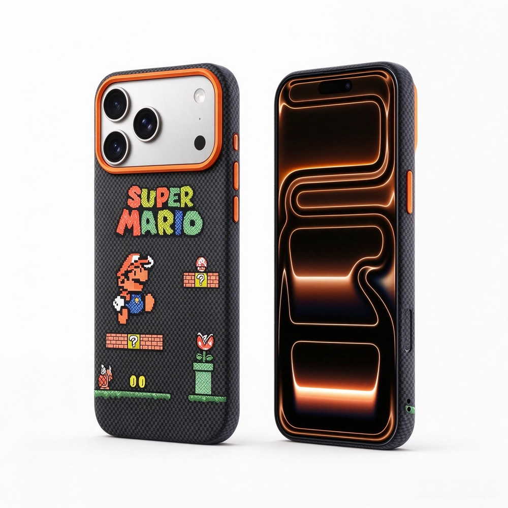 Two ZeekClub Arcade Onyx magnetic iPhone cases, back and front view