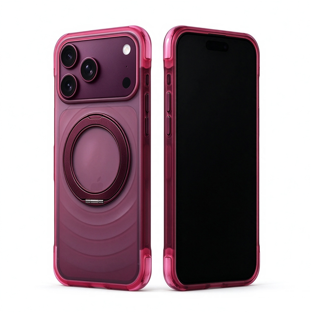 Two ZeekClub Aurora Rose magnetic iPhone cases, back and front view