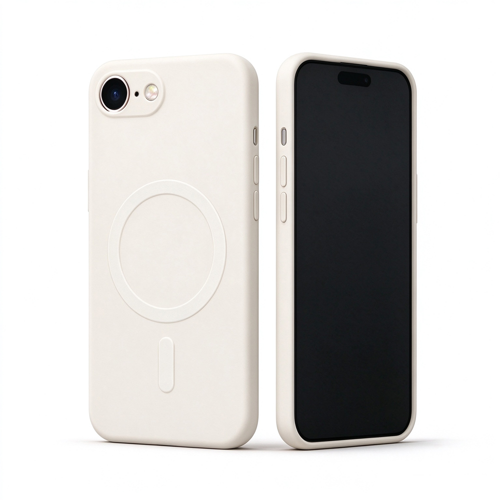 Two ZeekClub Cream magnetic iPhone cases, back and front view