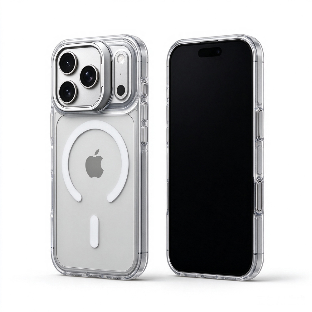 Two ZeekClub Lume Frost magnetic iPhone cases, back and front view