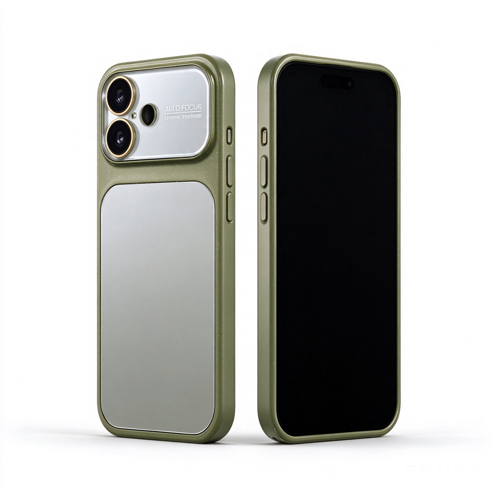 Two ZeekClub Milo Olive iPhone cases, back and front view