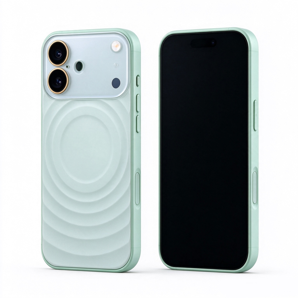 Two ZeekClub Ripple Mint magnetic iPhone cases, back and front view