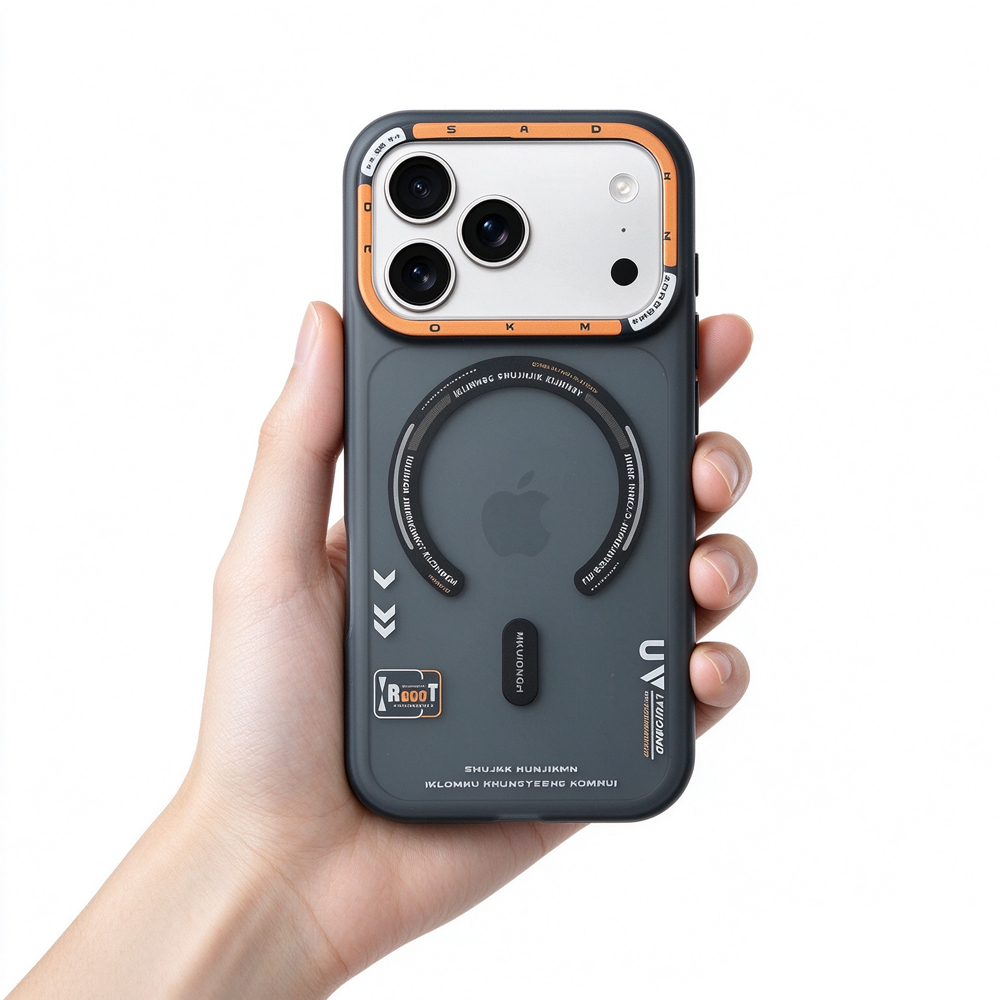 ZeekClub Apex dark grey magnetic iPhone case held in hand
