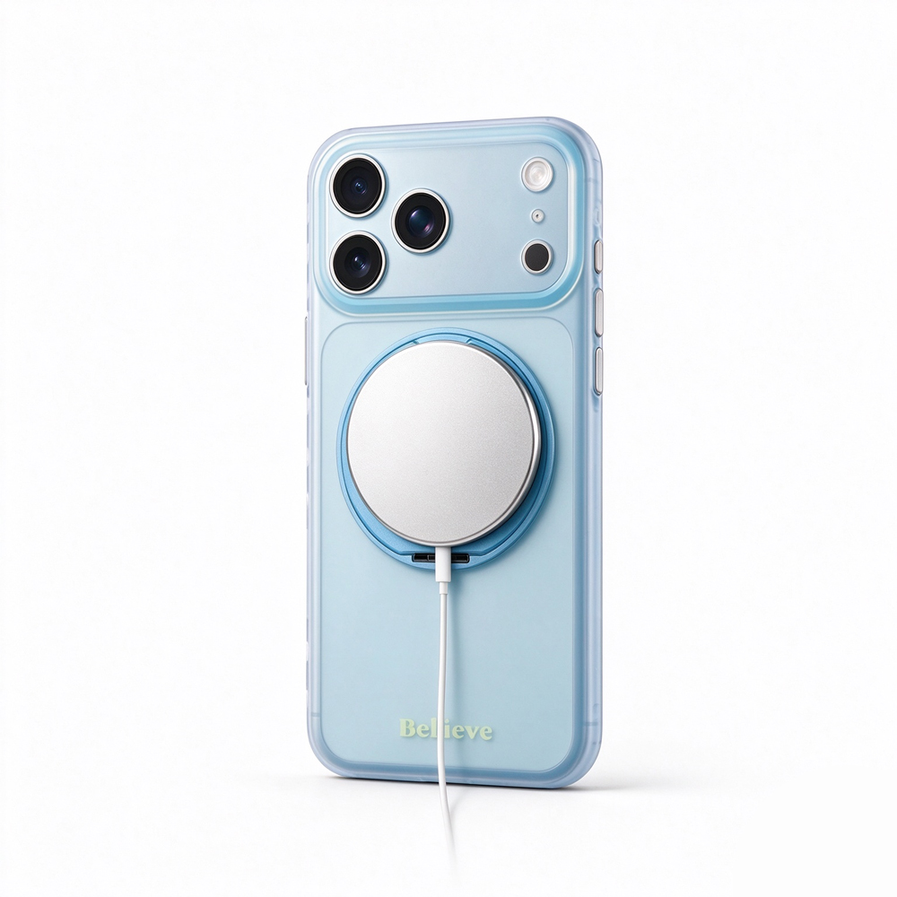 ZeekClub Believe magnetic iPhone case with wireless charger attached