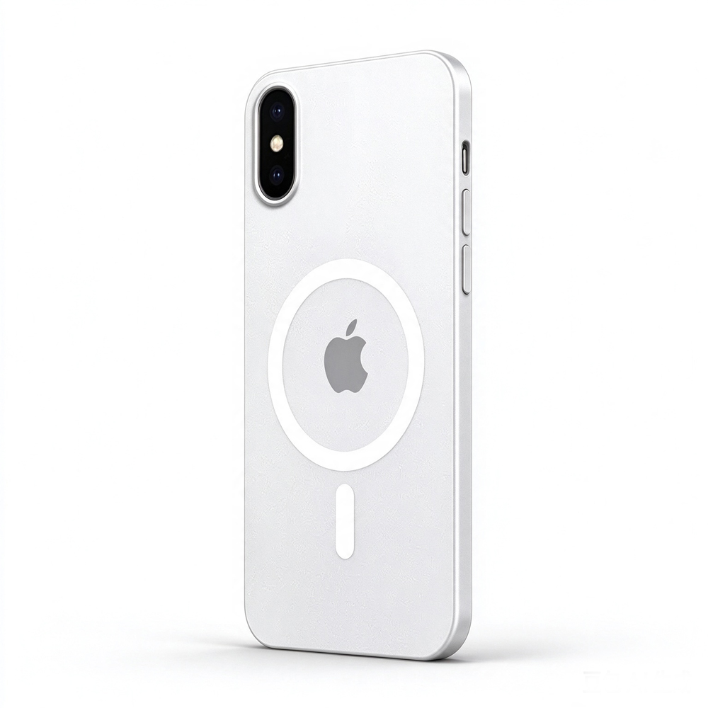 ZeekClub Graphite Snow magnetic iPhone case with textured back and magnetic ring, back view