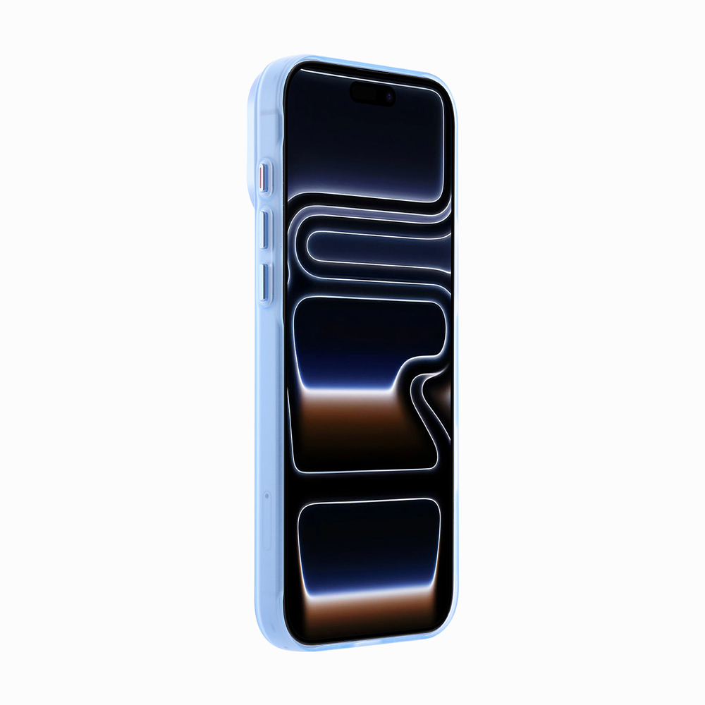 ZeekClub IceMist light blue magnetic iPhone case side view with integrated buttons