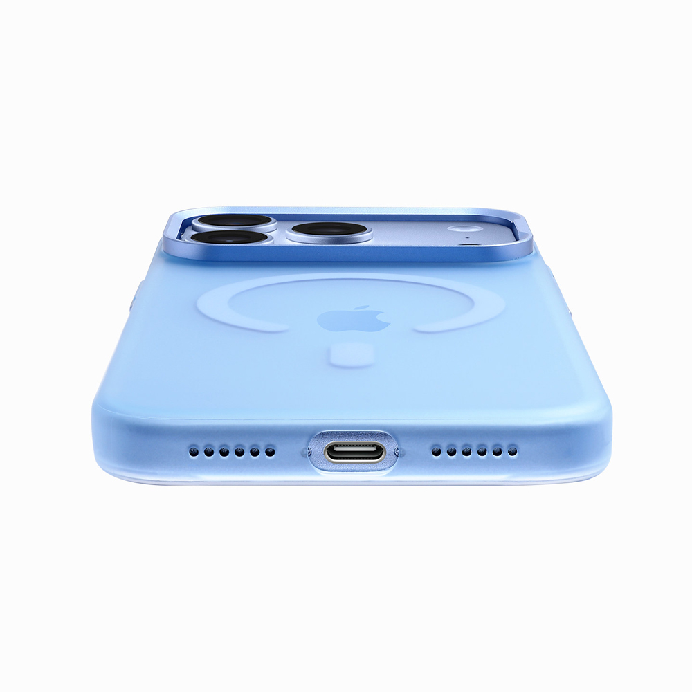ZeekClub IceMist magnetic iPhone case bottom view showing precise port and speaker cutouts