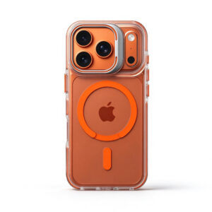 ZeekClub Lume Amber magnetic iPhone case in clear transparent finish with amber orange ring, back view