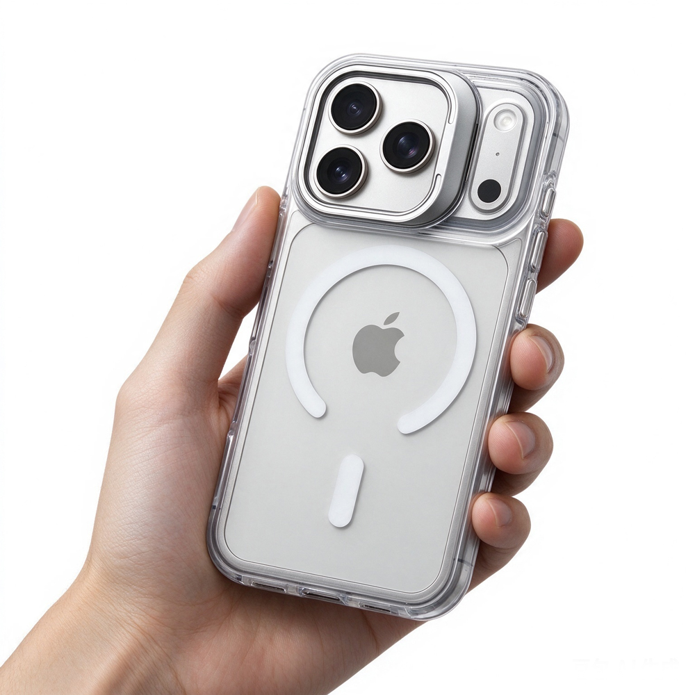 ZeekClub Lume Frost clear transparent magnetic iPhone case held in hand