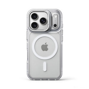 ZeekClub Lume Frost magnetic iPhone case in clear transparent finish with frost white ring, back view