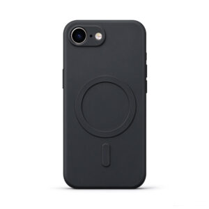 ZeekClub Midnight magnetic iPhone case in matte black soft-touch finish with magnetic ring, back view