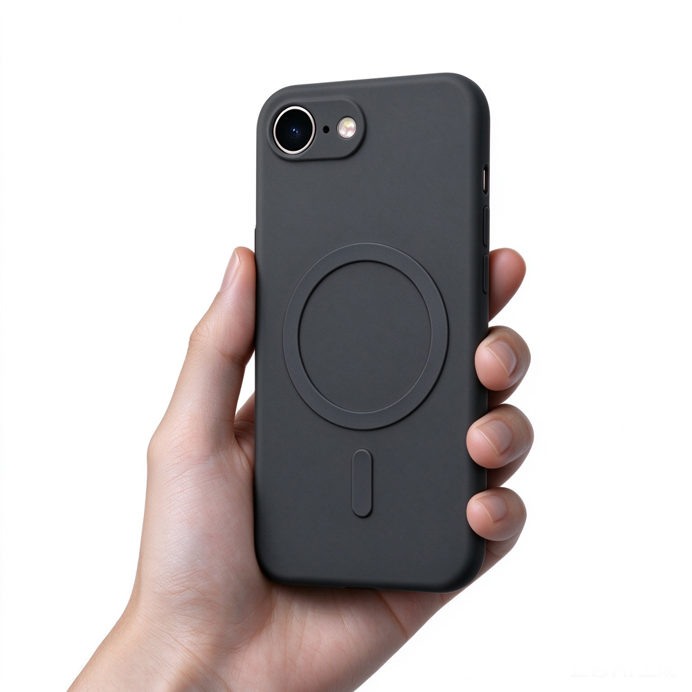 ZeekClub Midnight matte black magnetic iPhone case held in hand