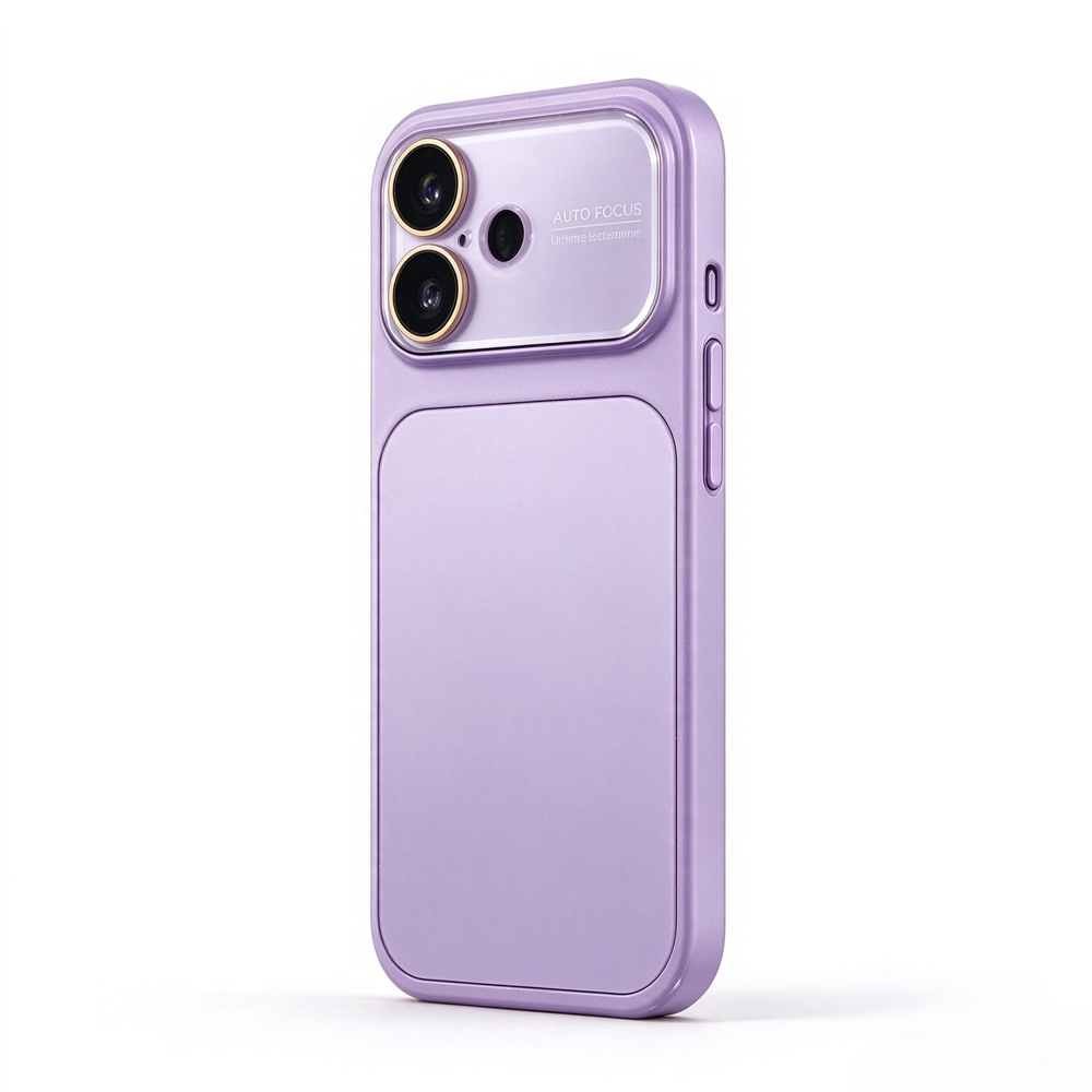 ZeekClub Milo Lilac color block iPhone case with bright frame and matte back panel, back view