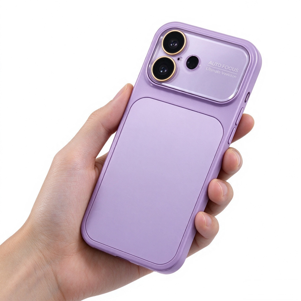 ZeekClub Milo Lilac light purple iPhone case held in hand