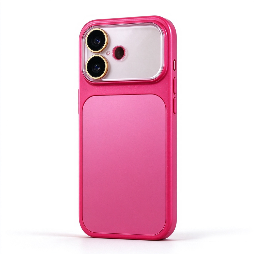 ZeekClub Milo Pink rose pink iPhone case with dual camera guard, side view