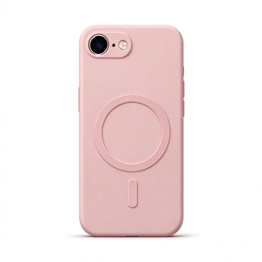 ZeekClub Petal magnetic iPhone case in soft pink gentle finish with magnetic ring, back view