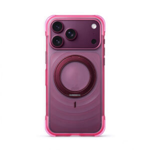 ZeekClub Ripple magnetic iPhone case in rose pink translucent finish with ripple texture, back view