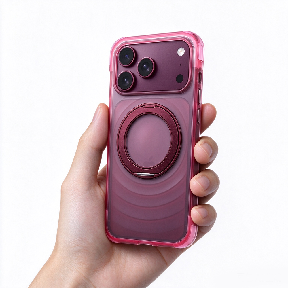 ZeekClub Ripple rose pink magnetic iPhone case held in hand