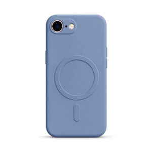 ZeekClub Slate magnetic iPhone case in soft slate blue frosted finish with magnetic ring, back view
