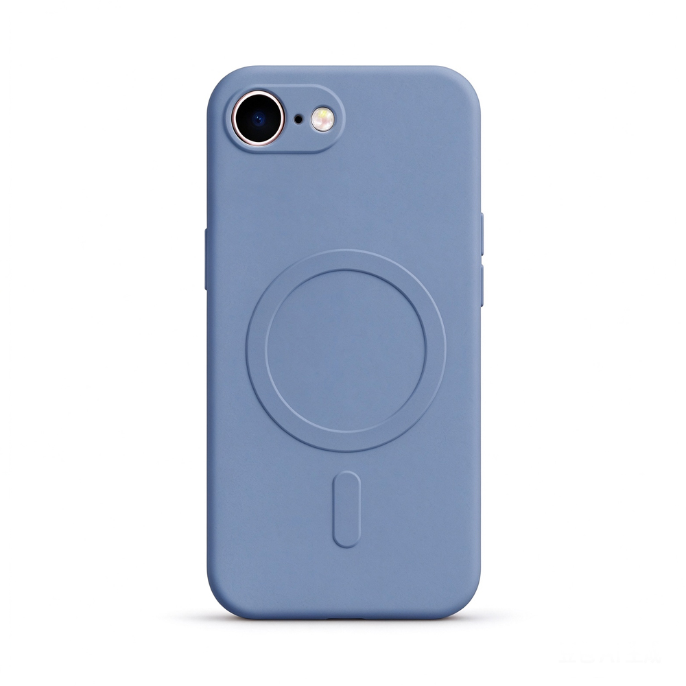 ZeekClub Slate magnetic iPhone case in soft slate blue frosted finish with magnetic ring, back view